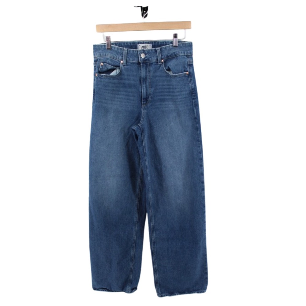Paige Sasha Women's High Rise Wide Leg Jeans Size‎ 29 Medium Wash Blue Denium